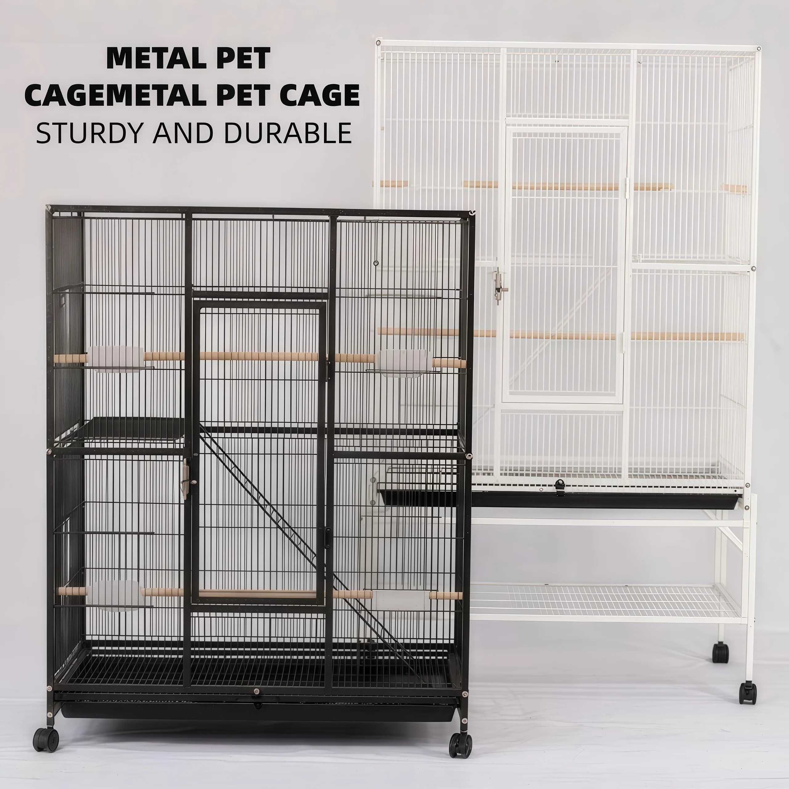 Factory Direct Supply Spacious Breeding Durable Rectangular Metal Bird Cage Cast Iron Multi-function Parrot Cage Wholesale