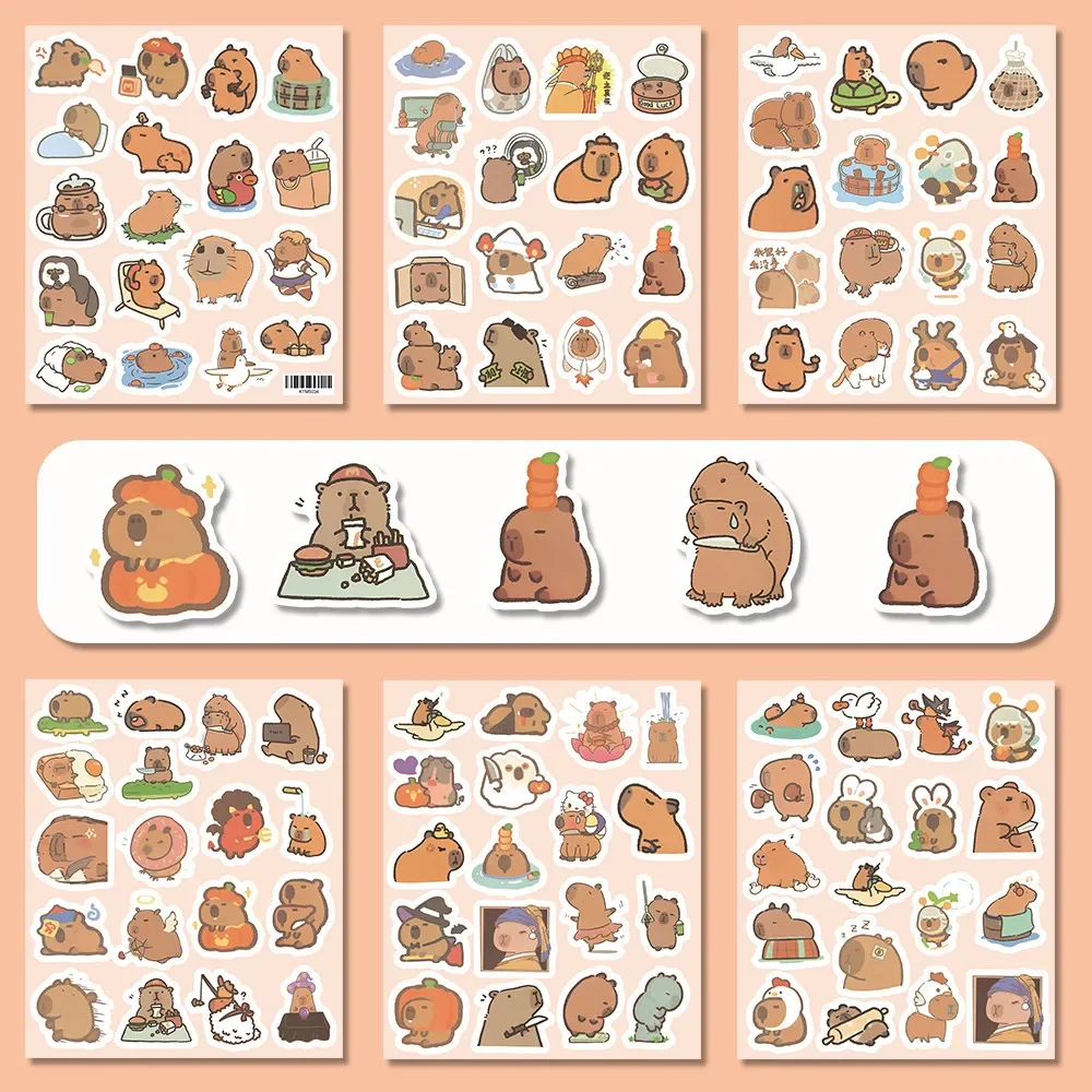 100PCS Cartoon Cute Capybara Graffiti Stickers for Bicycle Hand Account Pencil Case Decals