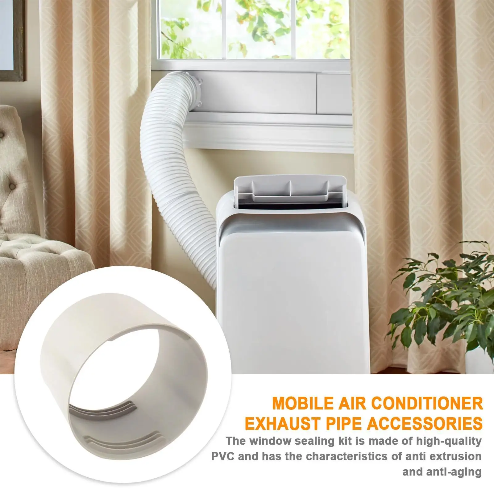 AC Hose Connector Mobile Air Conditioner Exhaust Hose Connector Portable AC Coupler with Good Sealing Effects Pipe Accessories