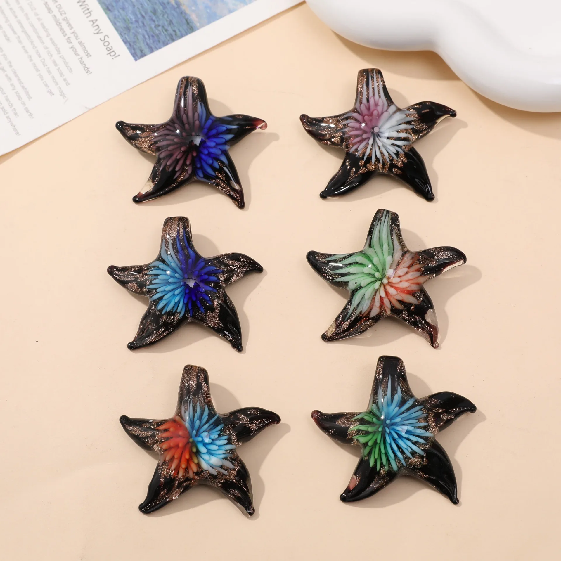 Starfish Custom Glass Pendant for Home Decoration and Jewelry Making