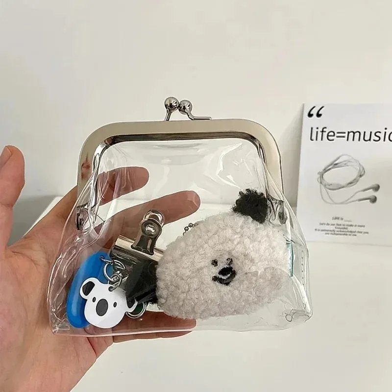 محفظة نقود معدنية شفافة وحقيبة مستحضرات تجميل مقاومة للماء - تخزين مكياج للسفر للفتيات والنساء