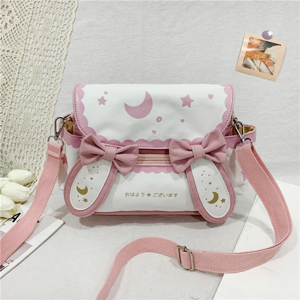 Women Lolita Bow Tie Fashion Shoulder Bags Japanese Style Cute Rabbit Crossbody Bag Girls Kawaii Satchel Bag Sweet Messenger Bag