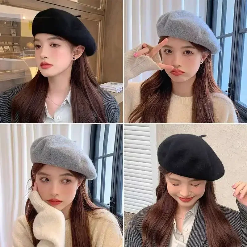 Retro Wool Beret Hat Autumn Winter Women British Hepburn stylish Artist Painter Hats Thick Warm Woolen Pumpkin Beanies Cap