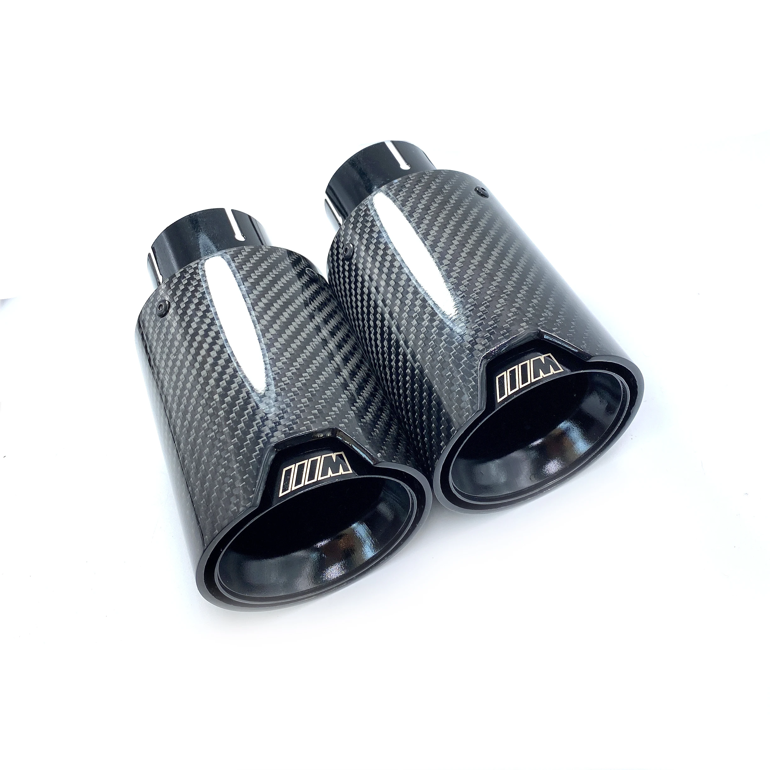 1Piece Glossy Carbon Fiber Rear Tail Exhaust Pipe Muffler Tip Exhaust For M Series 1234567 Series Modification