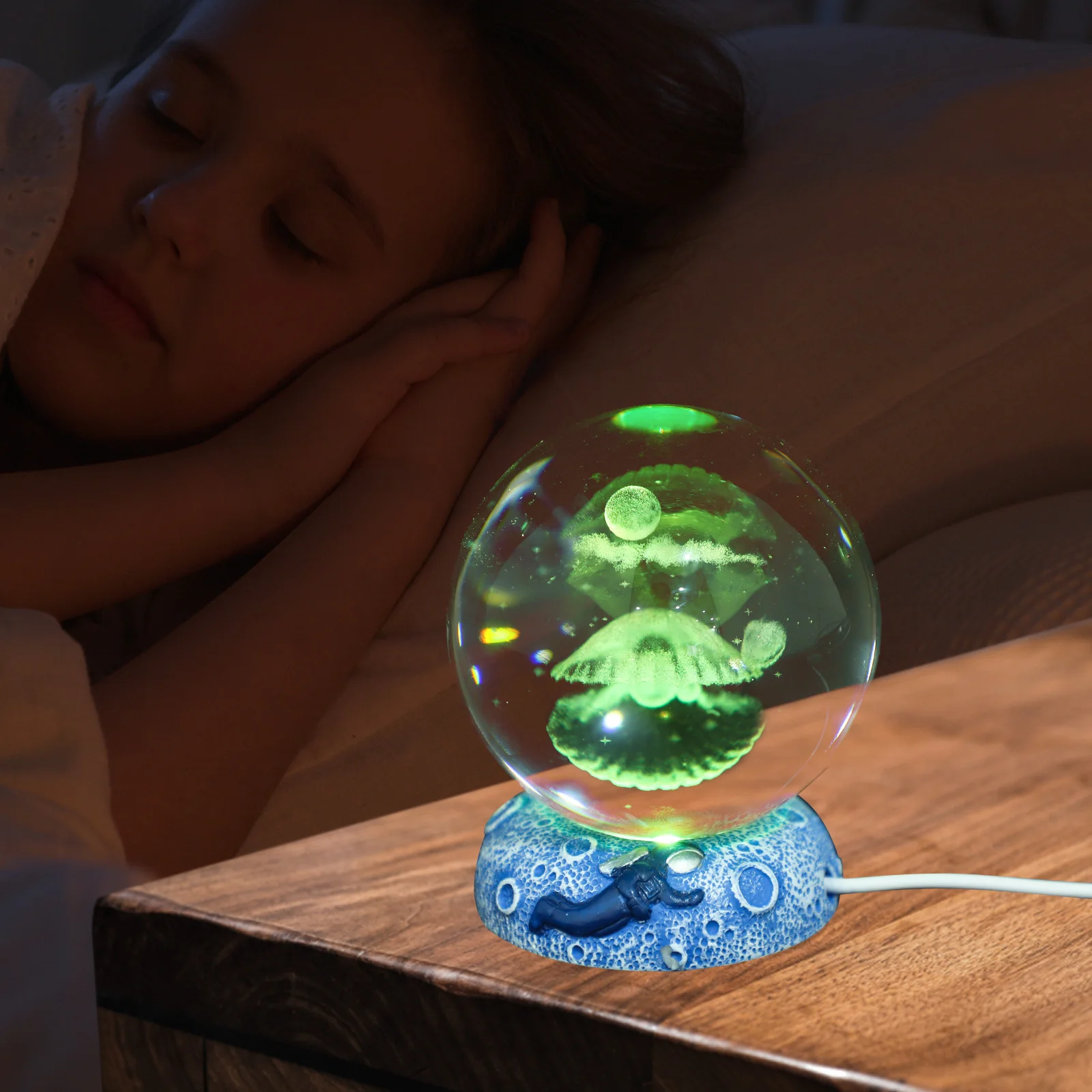 

Crystal Ball Night Light 3D LED Colorful Lighting Gifts for Kids Bedroom Decor Small Size Stable Base