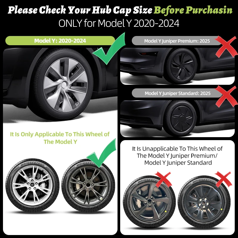 4er-Set Radkappen für Tesla Model Y 2020–2024 – 19 Zoll – Zyklon-Design für rechte & linke Seite – Ersatz-Radabdeckungen