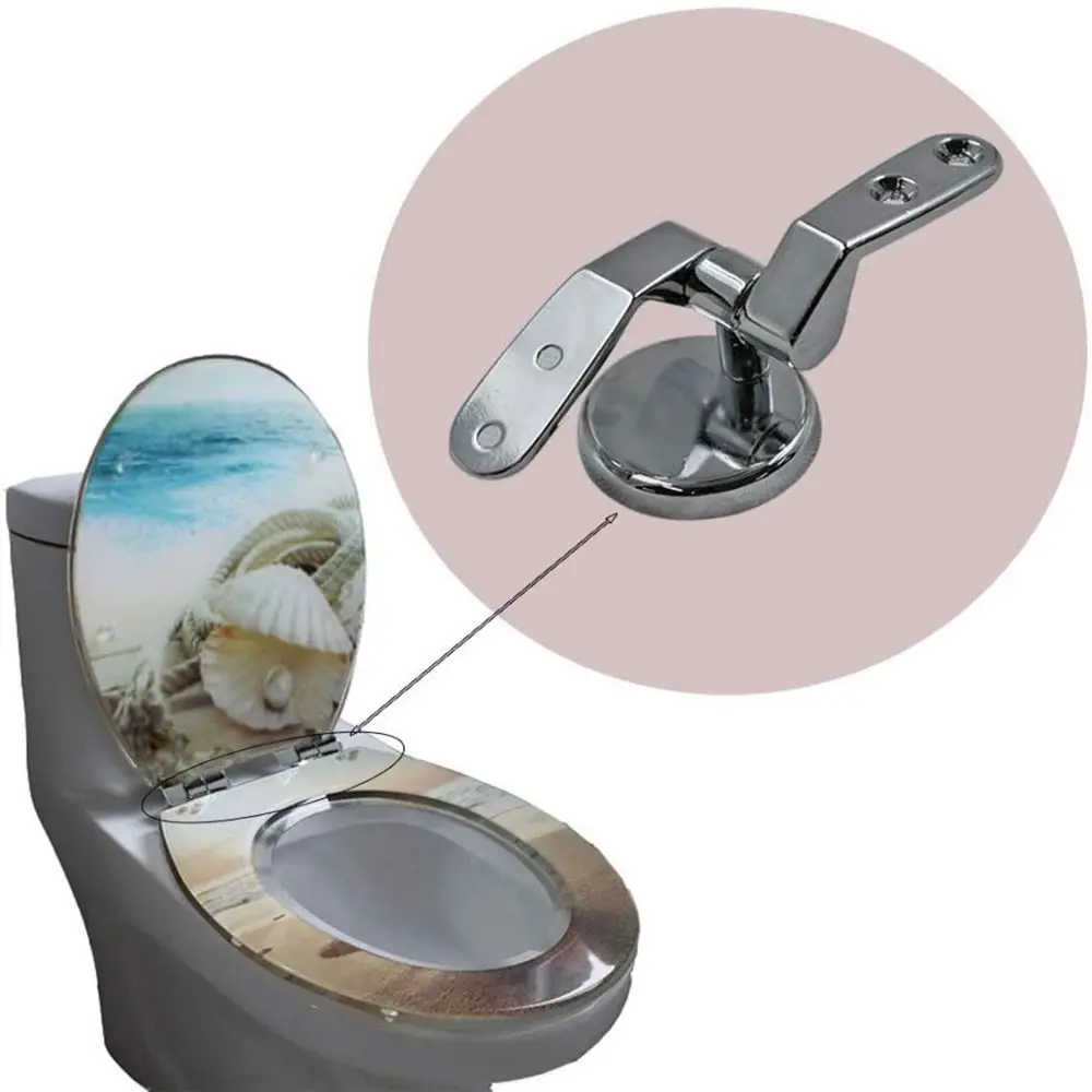 1 Pair Zinc Alloy Material Toilet Lid Hinges Silver with 8 Screws and Installation Accessories Toilet Lid Fixings