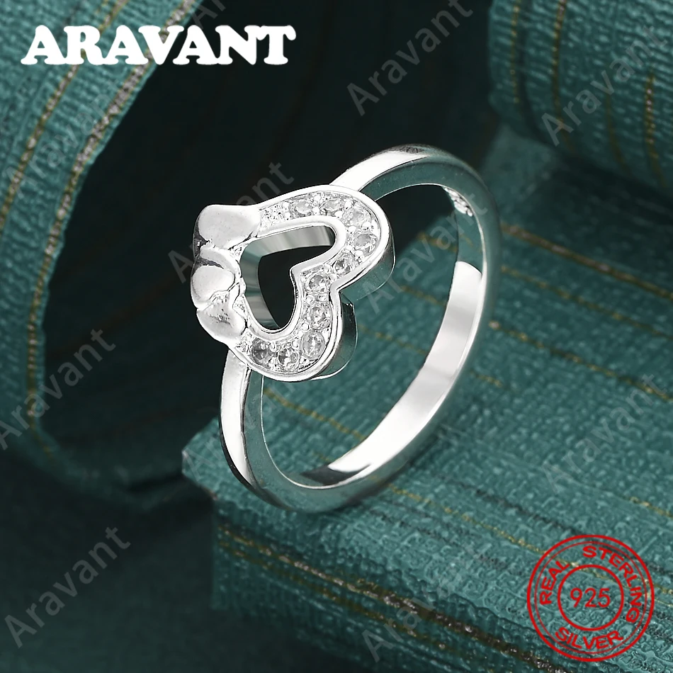 

925 Sterling Silver Openwork Heart-Shaped Zirconia Ring - A Unique Gift For Women, Versatile For Events And Jewelry