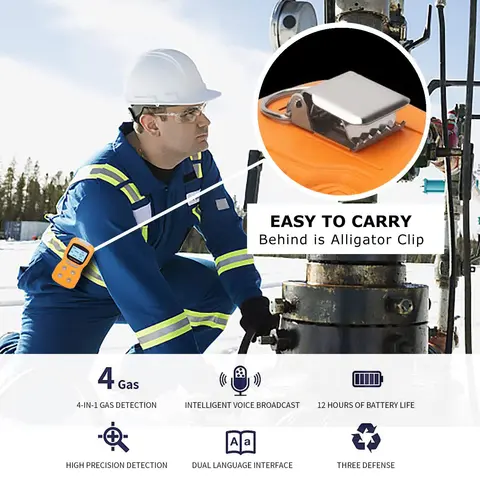 Bärbar gasdetektor 4-i-1 multigasmonitor med digital LCD-skärm, larm, O2, CO, H2S, LEL, gassensortestare och analysator 8 best sales 4 gastestare - №3