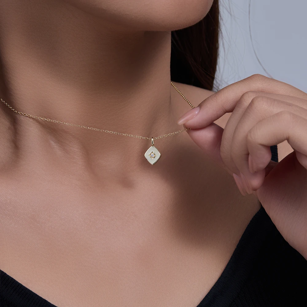 قلادة سلسلة ربط عصرية ، مجوهرات ذهبية مطلية هندسية ، قلادة نجمة #5