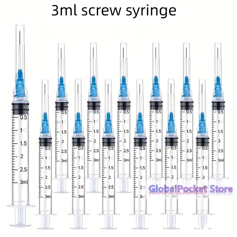 [TG823]10Pcs 3ml Luer Lock Syringe with Needle Disposable Plastic Syringes for Liquid Measurement Refilling and Lab Use