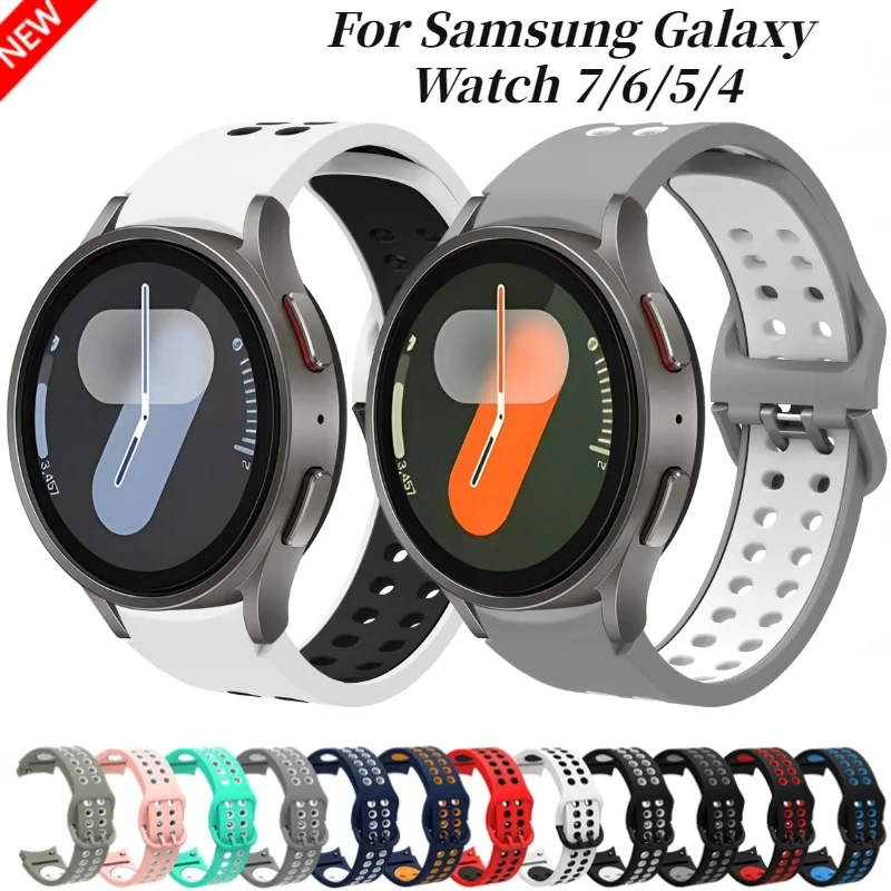 20mm Silicone Strap For Samsung Galaxy Watch 7/6/5/4 40mm 44mm 5 Pro Sport Breathable Wristband Galaxy Watch 47mm/46mm Classic