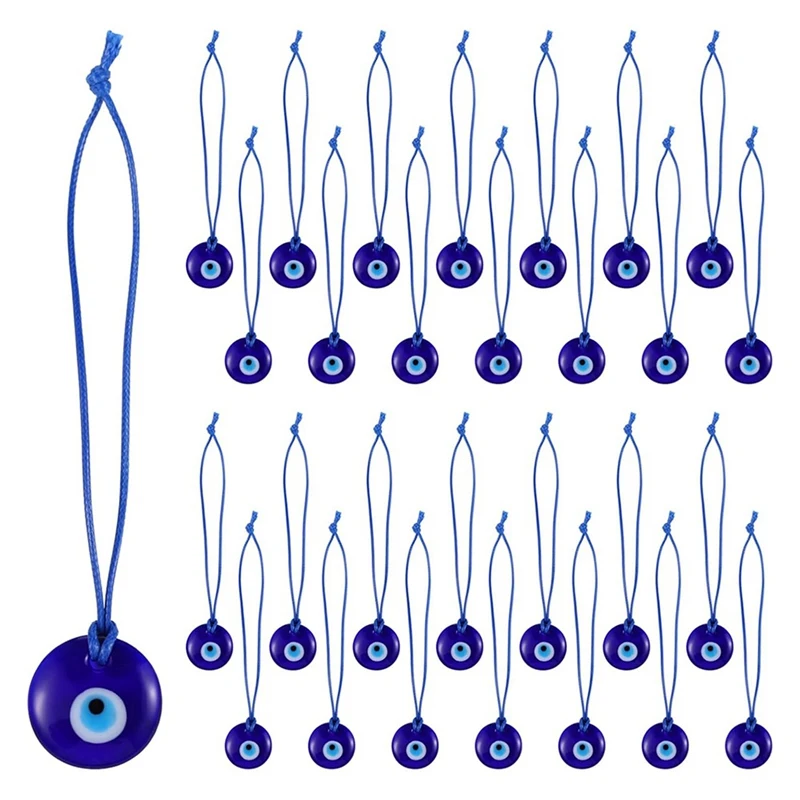 

PWS 50 PCS Turkish Blue Evil-Eye Pendants, Evil-Eye Glass Beads Hanging Decor Car Mirror Hanging Accessories