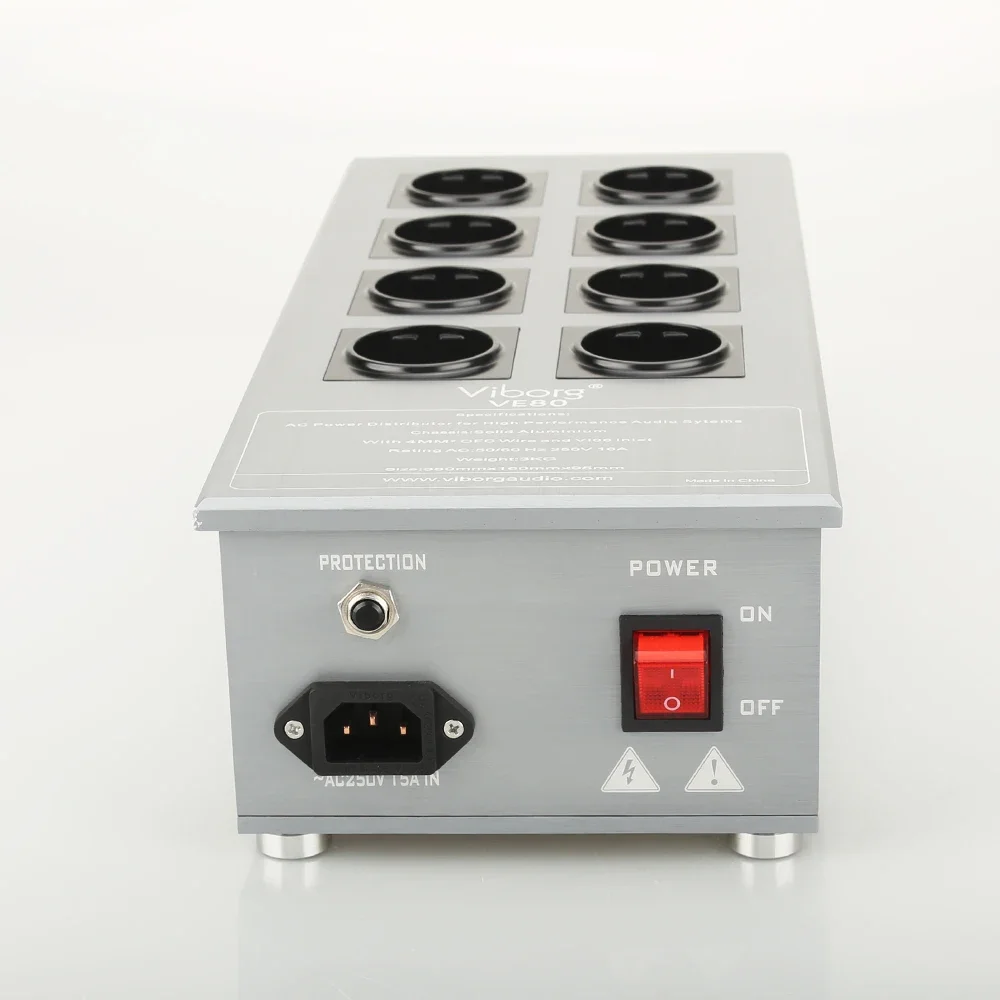 

Viborg VE80 HiFi Power Filter Plant Socket Schuko 8Ways Кондиционер переменного тока Аудиофильский очиститель мощности с розетками европейского стандарта