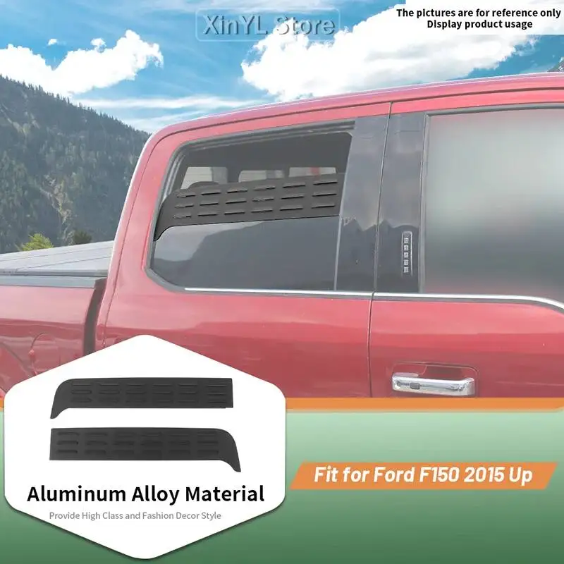 

Car Rear Window Louvre Ventilation Panels Accessories Fit For Ford F150 2015 Up Window Aluminum Alloy Accessories