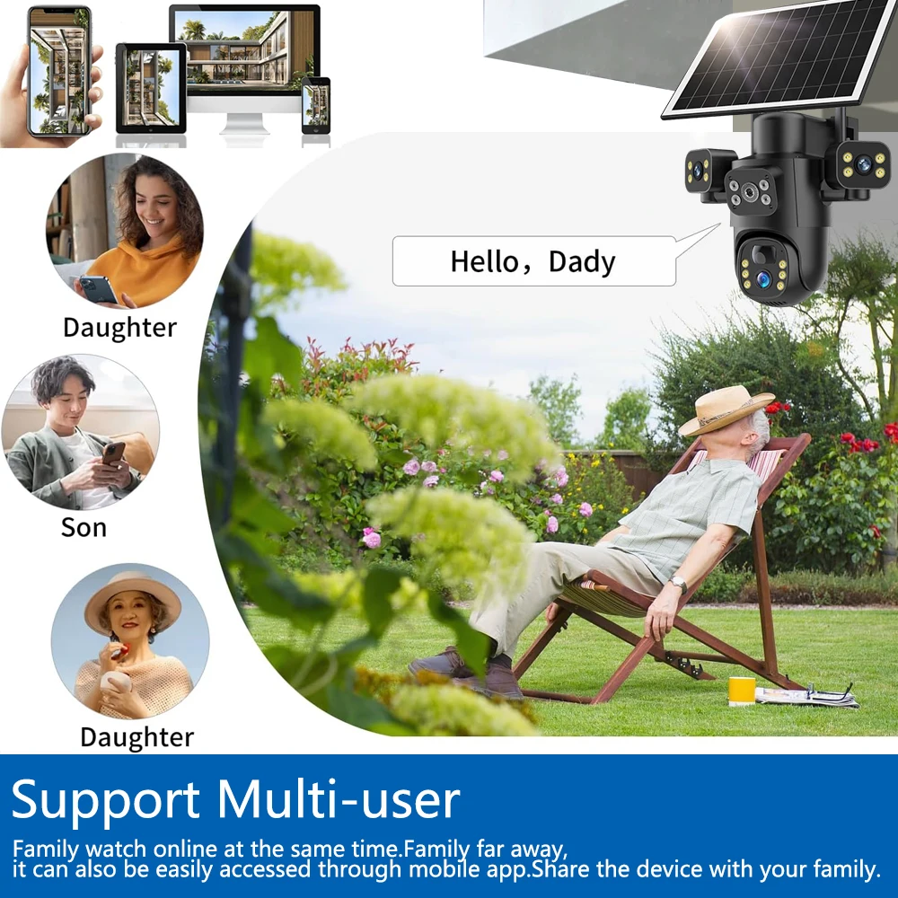 Overscam 4G Solar PTZ Camera 10X Optical Zoom Three Lens Three Screen 15MP Outdoor Security Camera PIR Human Detection V380 Pro
