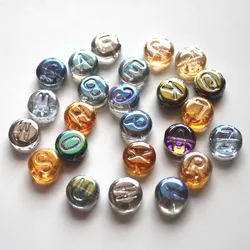 StreBelle 100pcs Numbers & Letters Round Shape Glass Beads Flat Colorful Beads For Jewelry Making Materials