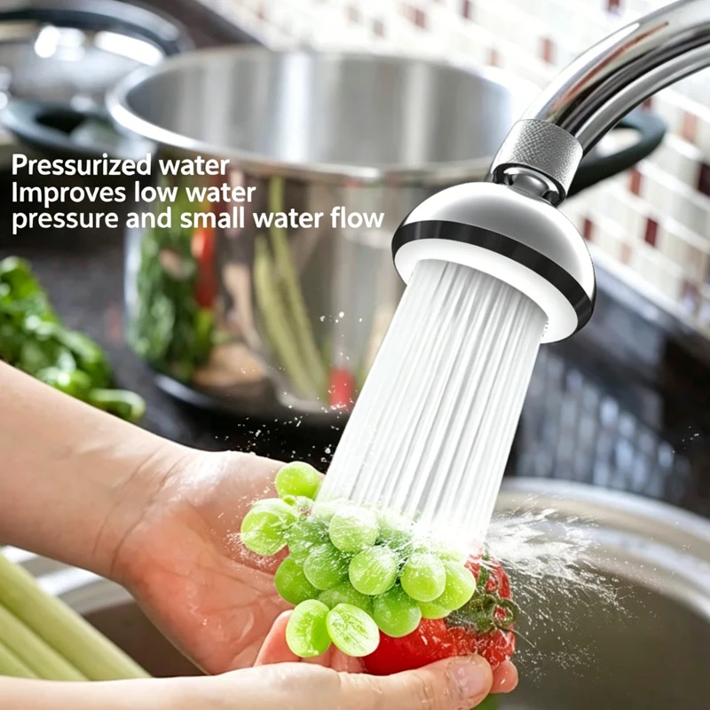 Flying Saucer Kitchen Tap Aerator 360° Swivel Anti-Splash Water Saving Nozzle 2-Speed Filtered Water Flow for Sink Wash Basin