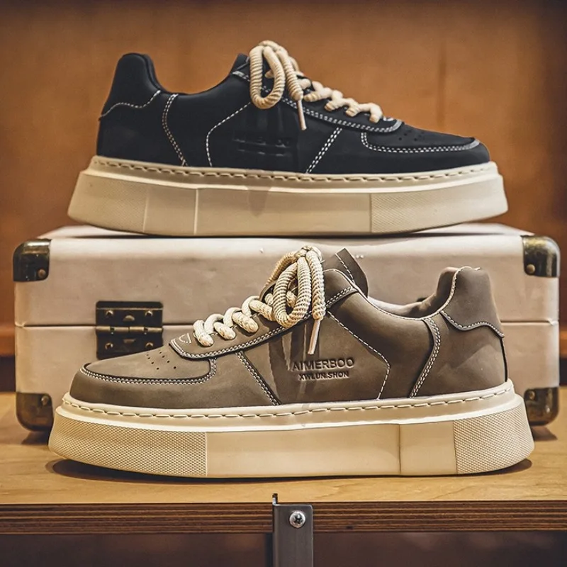 

Мужская повседневная обувь с плоской подошвой, низким верхом и круглым носком, в стиле ретро, высококачественные новые четырехсезонные туфли с вулканизированной пластиной