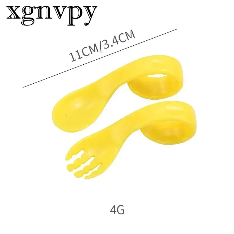 Xgnvpy-Conjunto Colher e Garfo Auxiliar, Treinamento para Comer Bebê, Alimentos Complementares, Curva, Alimentação Independente, Cotovelo