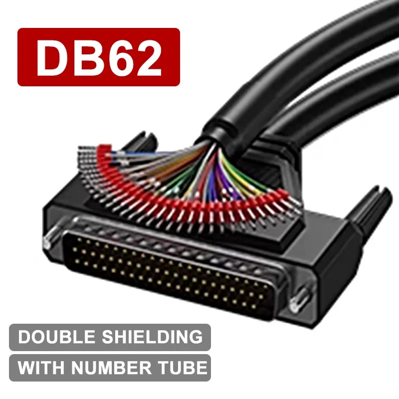 DB62 3 Rows Terminal Wire with Number HDB62 Male Female Serial Cable 62Pin Double Shield Single Head with Cable Connector