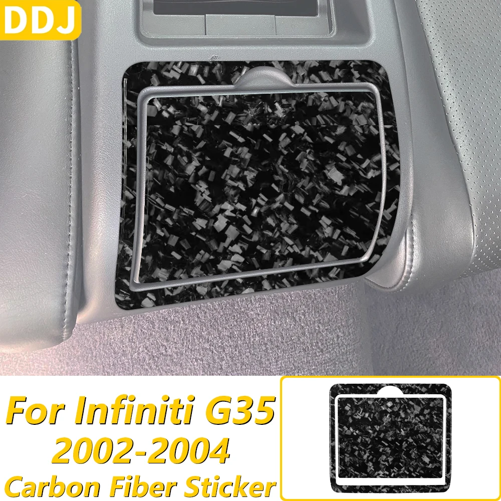Pour Infiniti G35 2002-2004, ensemble de garnitures de panneau de boîte de rangement centrale arrière en fibre de carbone forgée, accessoires de voiture, autocollant décoratif
