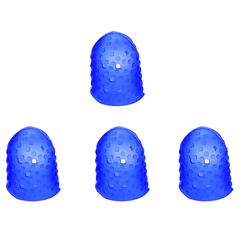 

4 Pcs Finger Cots Guitar Guards Covers Caps Silicone Thumb Fingertip Protectors
