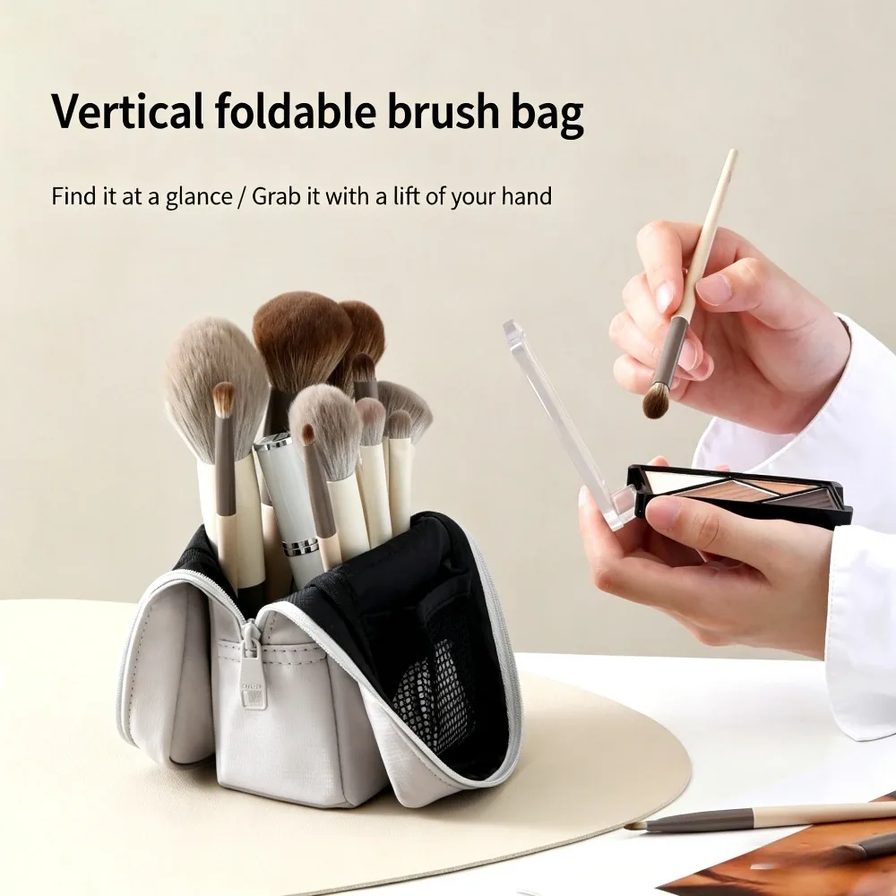 Makeup Brush Holder Bag for Travel, New Portable Cosmetic Brush Case for Women, Eyebrow Eye Shadow Pencil Storage Pouch