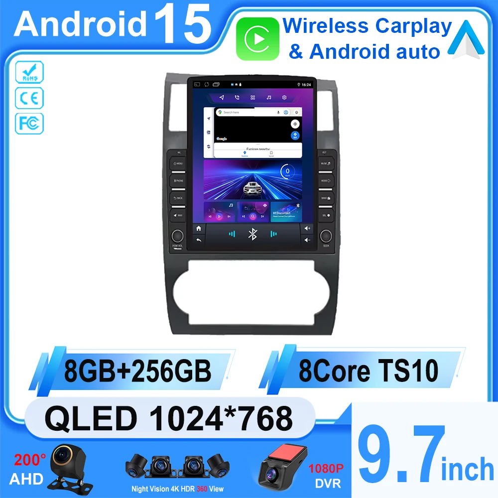9.7 Android 15 Car Radio For Dodge Charger LX 2005 - 2010 For Dodge Magnum 2 2003 - 2007 Multimedia Stereo Player Wireless