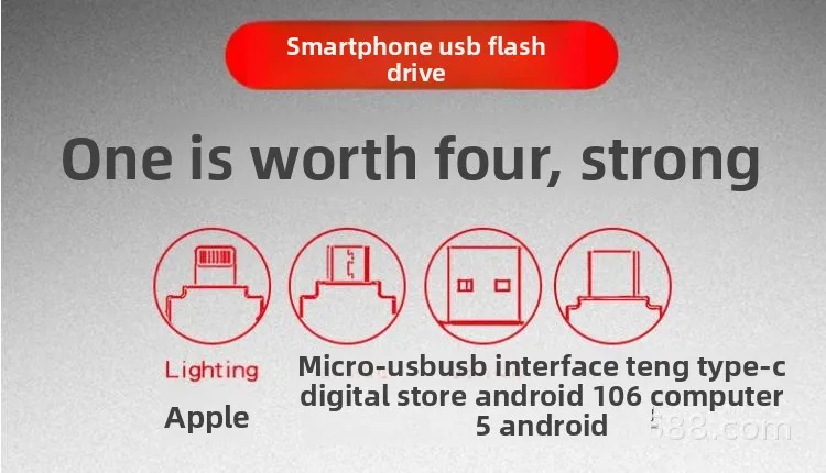 4‑in‑1 OTG USB Flash Drive 512G Lightning Type‑C Micro USB For iPhone Android Phone External Storage U Disk