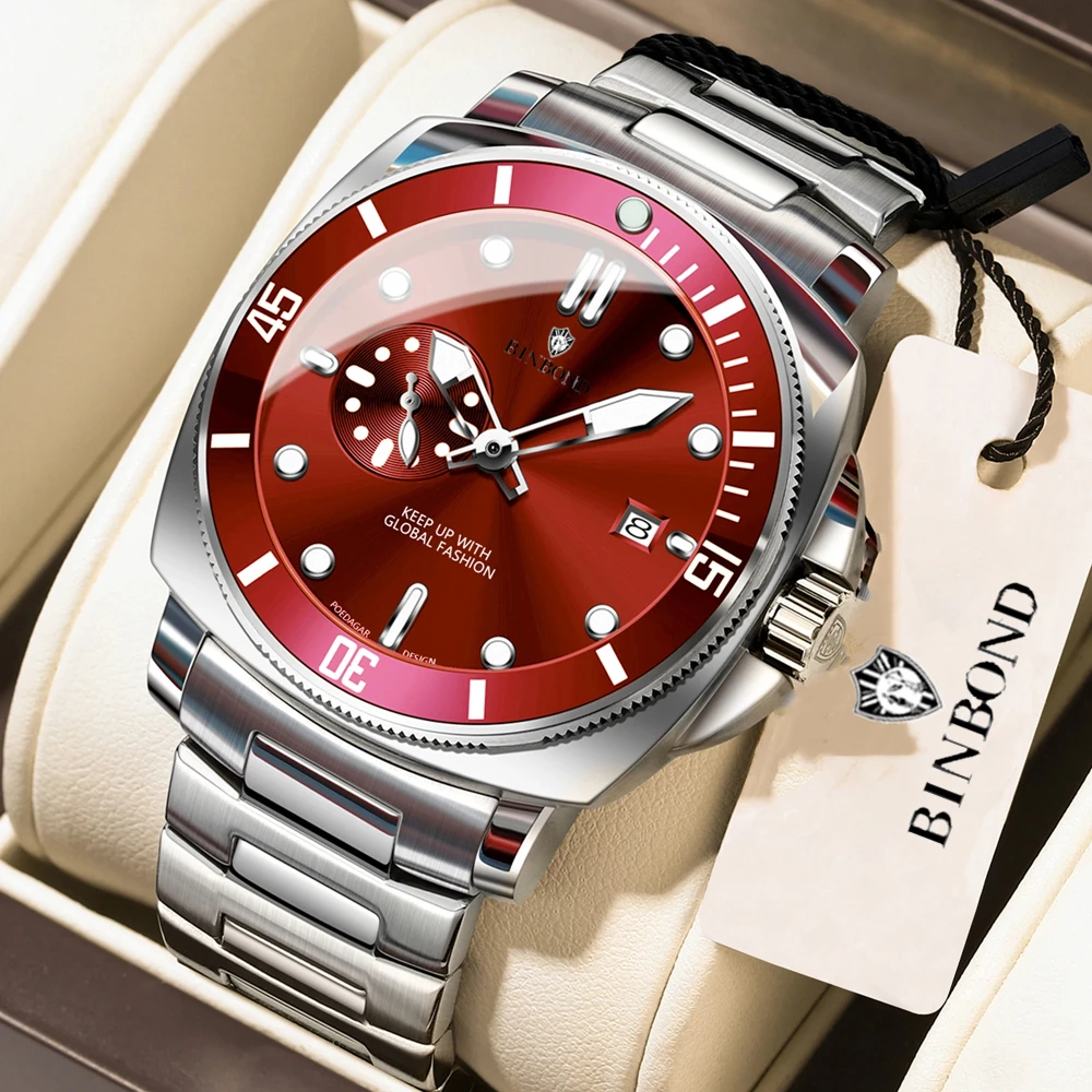 

New Sports Chornograph Digital Clock Gifts Red Watches For Man Luxury Brand Mens Fashion Quartz Wristwatches Automatic Watch Men