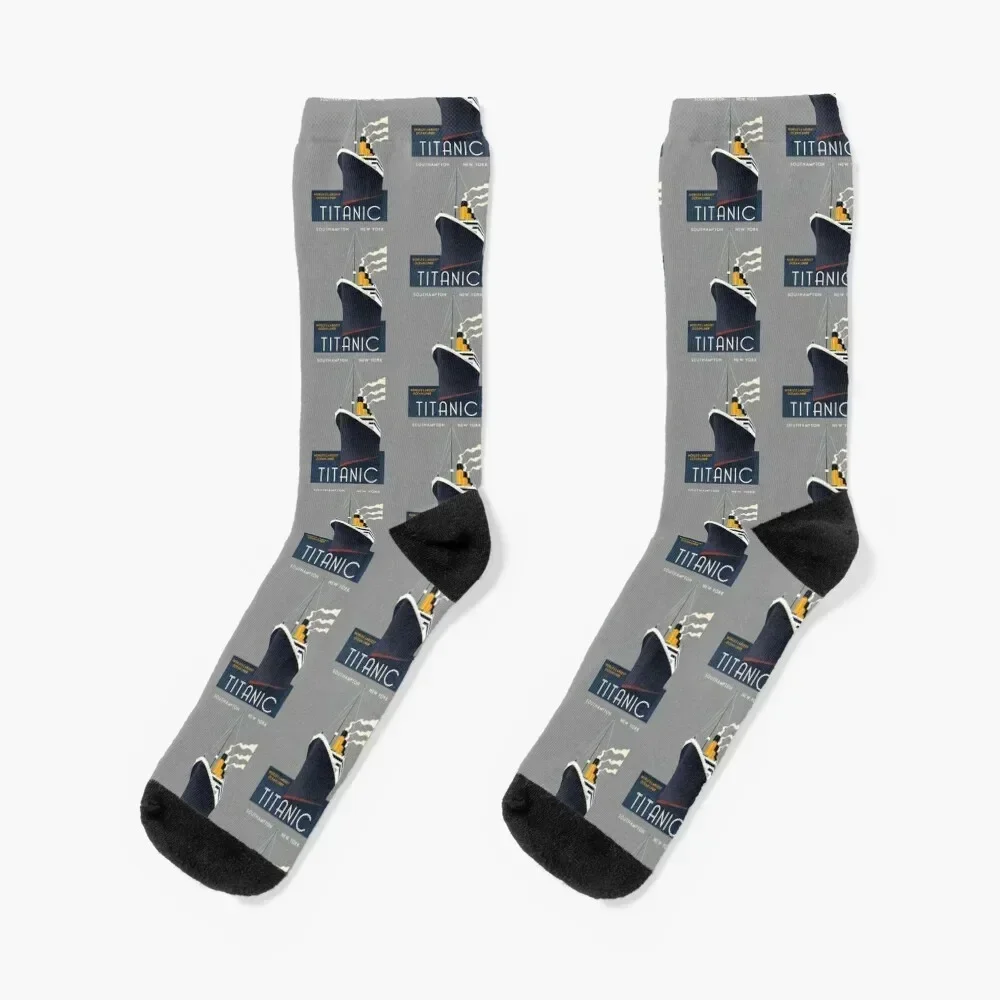 Titanic Sinking Vintage Poster Cruise Ship Atlantic Ocean Voyage Socks Running halloween Socks Women's Men's