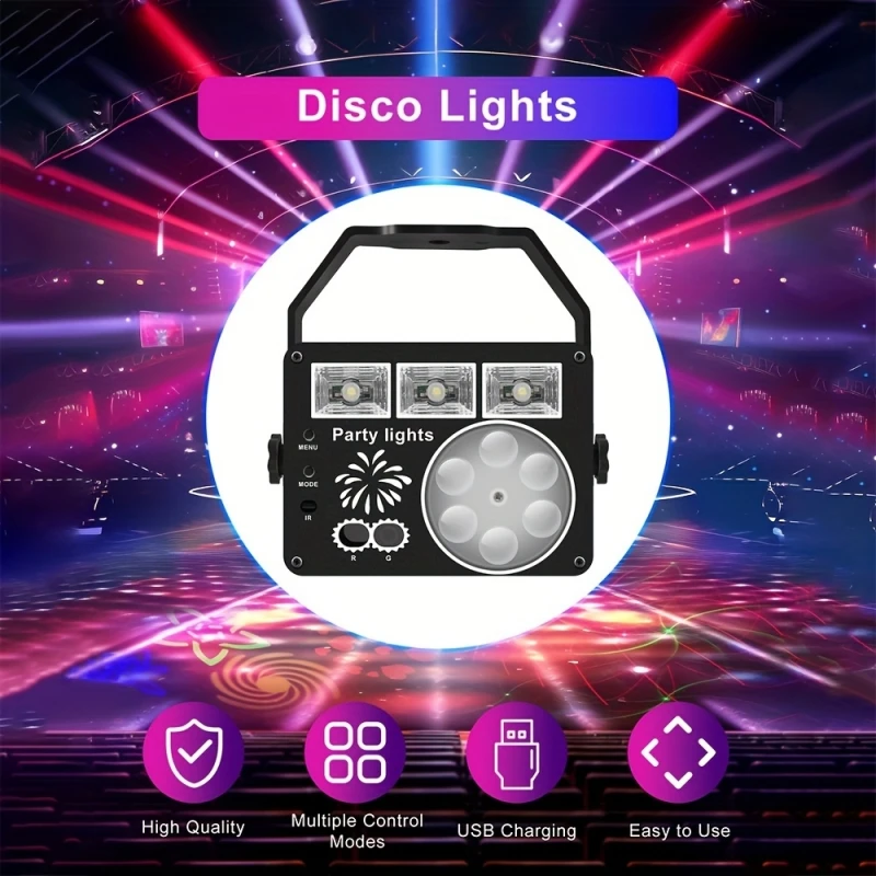 Luz de discoteca para fiesta, proyector LED de luz para DJ, patrón de panal, Control de música, efecto de escenario, luz para fiesta, hogar, decoración navideña