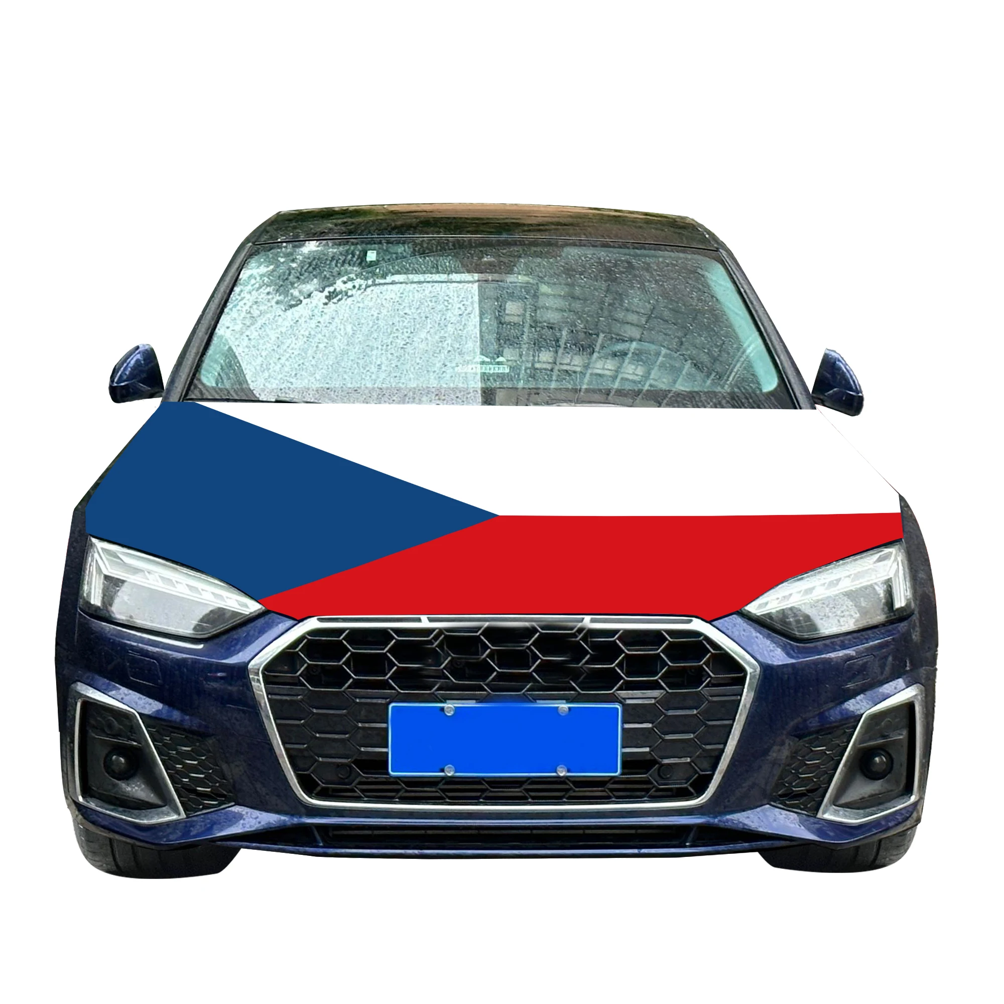 The Czech Republic Car Hood Cover Flag  Universal Size Elastic Polyester 120x150cm for Car Decor