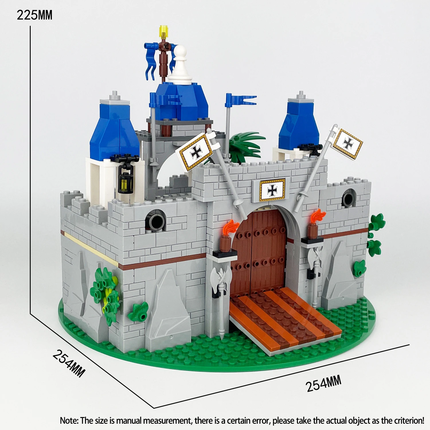 Middeleeuwse ridderkasteel modulaire bouwset, creatieve bouwstenen voor volwassenen en kinderen, kamerdisplaymodel cadeau-idee