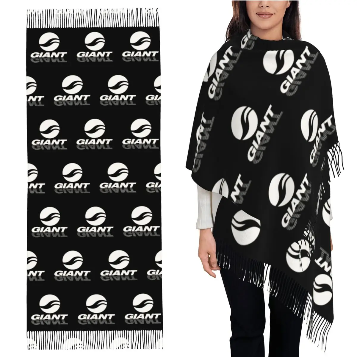 

Гигантский велосипедный шарф, шарфы с кисточками для женщин, мягкие теплые шали и накидки, большая осенне-зимняя шаль