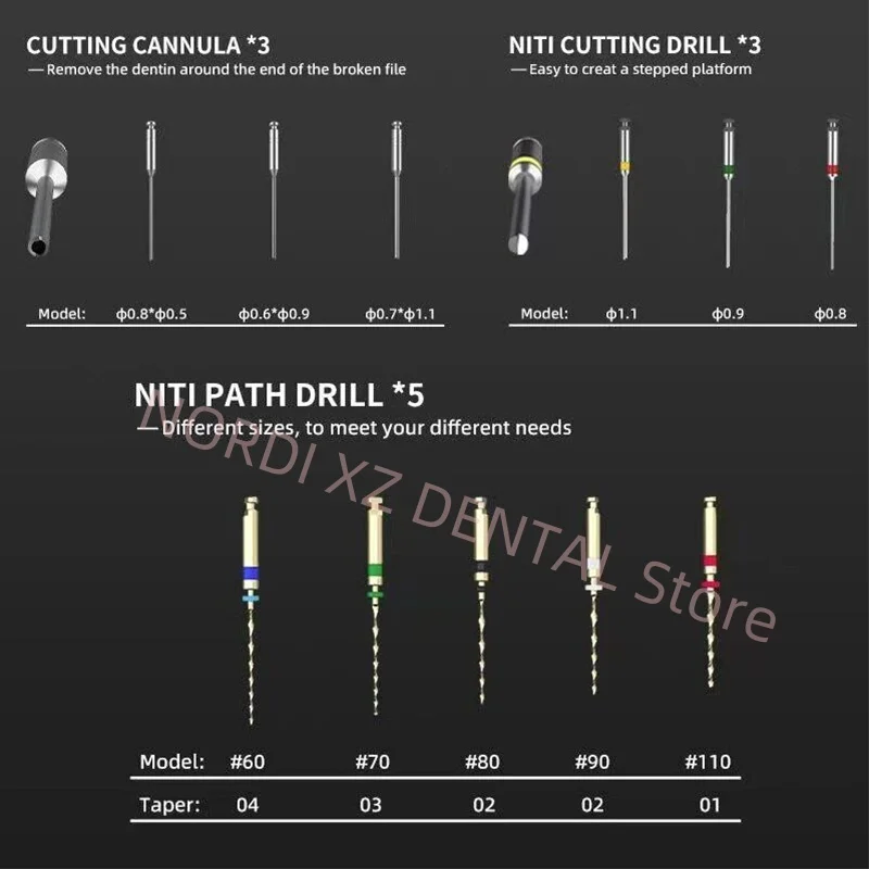 Tandheelkundige Endodontische Wortelkanaalvijl Extractor Set Endo Gebroken Bestanden Verwijdering Instrument Tandarts Gebroken Bestand Remover Tool voor Kliniek