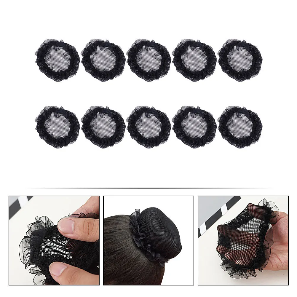 

10 Pcs Ballet Headdress Net Set Hair Bun Holding Elasticity Nets Hairnets Holder Lace Mesh Holders