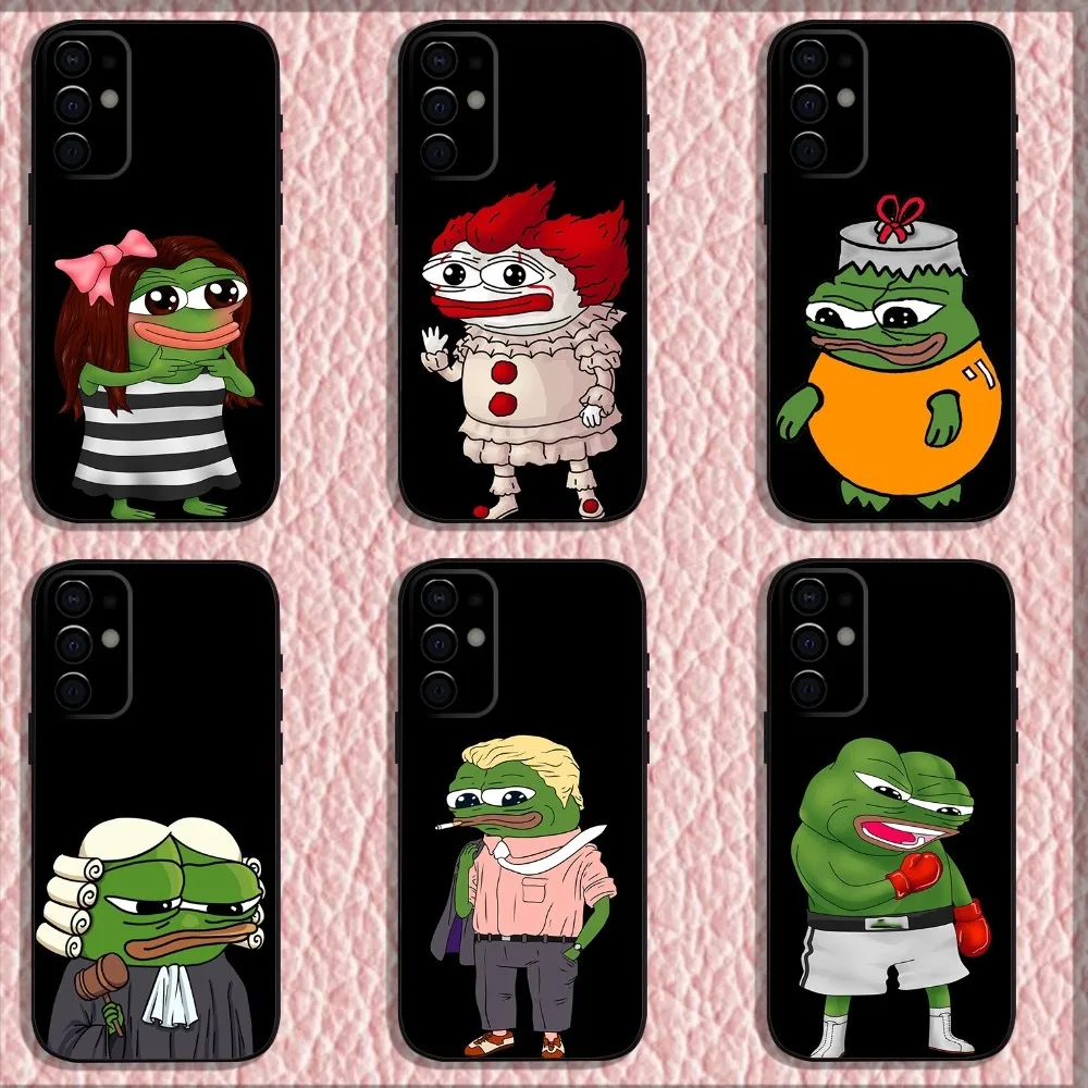 

Funny P-Pepe Frog Sad Phone Case For Samsung S24,S21,S22,S23,S30,Ultra,S20,Plus,Fe,Lite,Note,10,9,5G Black Soft Shell