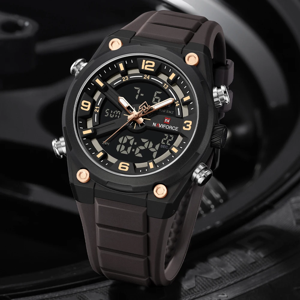NAVIFORCE New 2026 Luxury Dual Display Sports Watch for Men Waterproof Digital Quartz Date Male Wristwatch Reloj Hombre