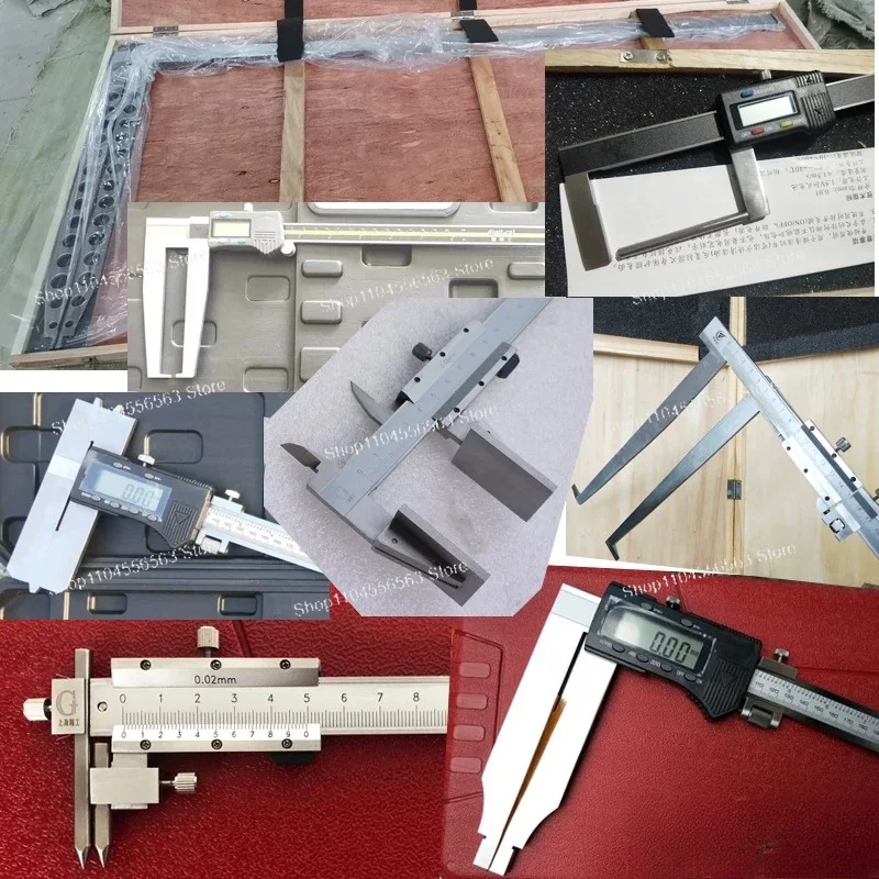 Long/Short Jaw Vernier Caliper with Tungsten Carbide Scriber, Wear-Resistant Stainless Steel Marking Gauge Ruler