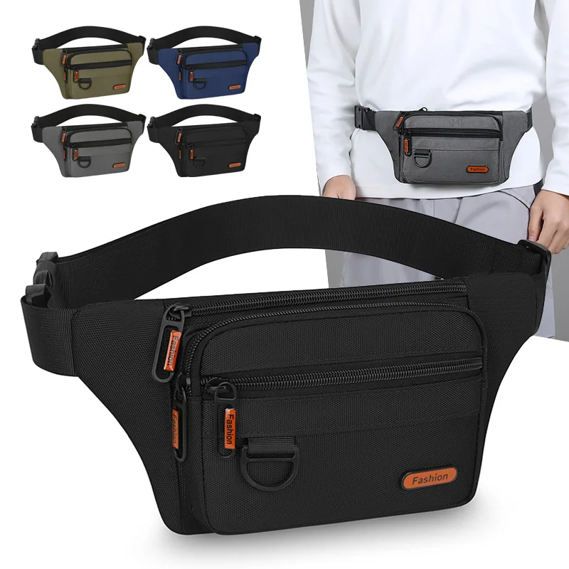 Men Waist Belt Bag Fanny Pack Multi-pocket Motorcycle Rider Outdoor Sports Climb Casual Nylon Male Sling Chest Bum Hip Bags