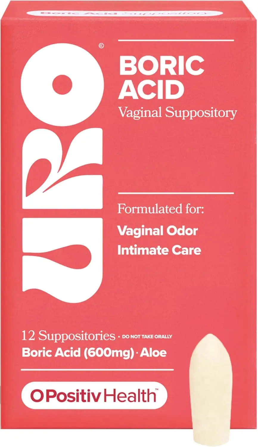 

O Positiv URO Boric Acid Vaginal Suppository – with Lactic Acid, and Aloe for Fast Relief and Vaginal Odor Control – Vegan,