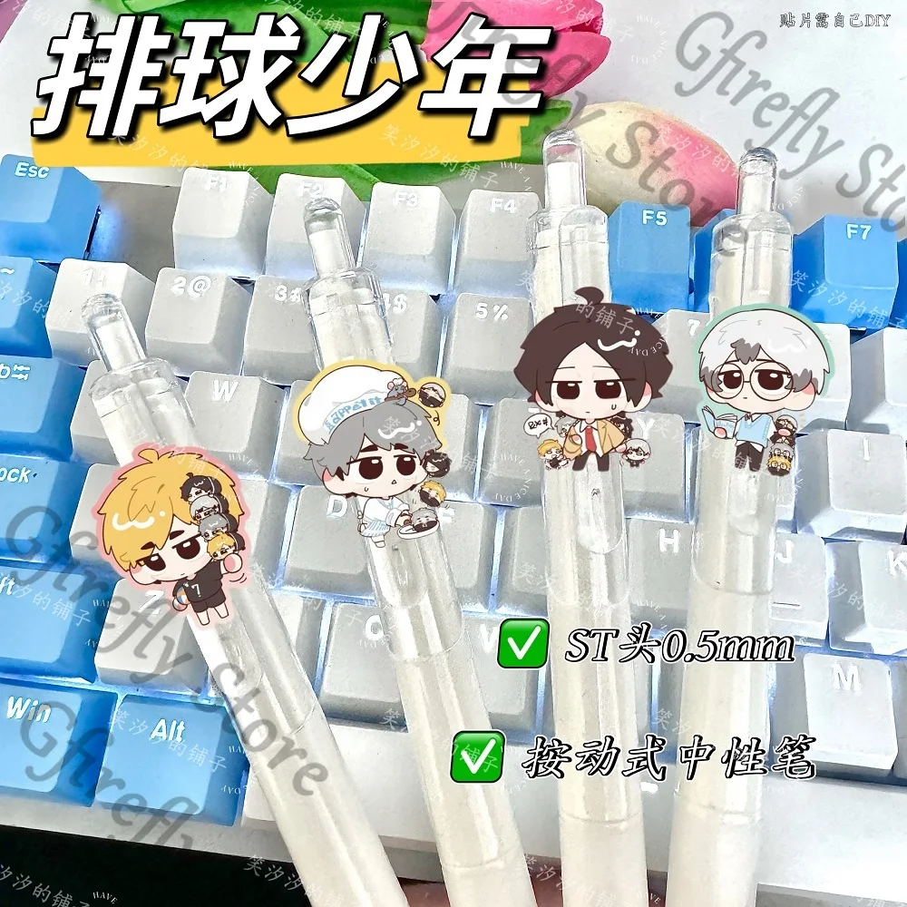 

Anime Quick-dry Creativity Haikyuu!! Colleagues Black Gel Pen Stationery Retractable Q Version Miya Atsumu Ambitus Gift