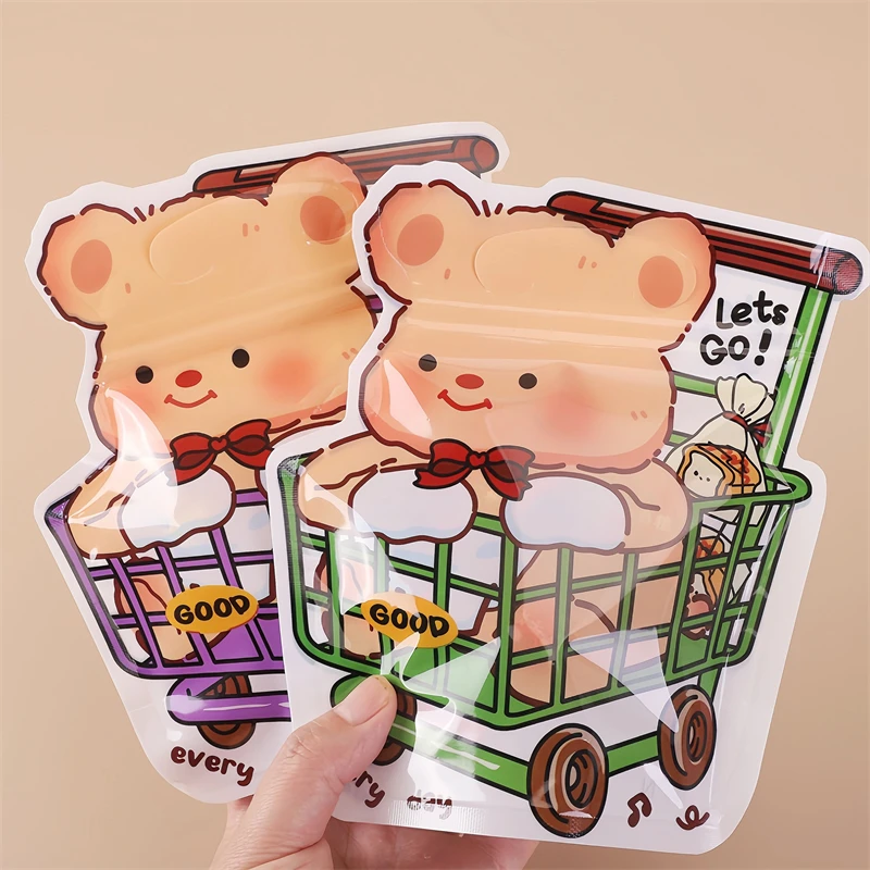 TETP 50Pcs Shopping Cart Shaped Cartoon Packaging Bags Green/Purple Child Favors For Handmade Candy Chocolate Decoration Pocket