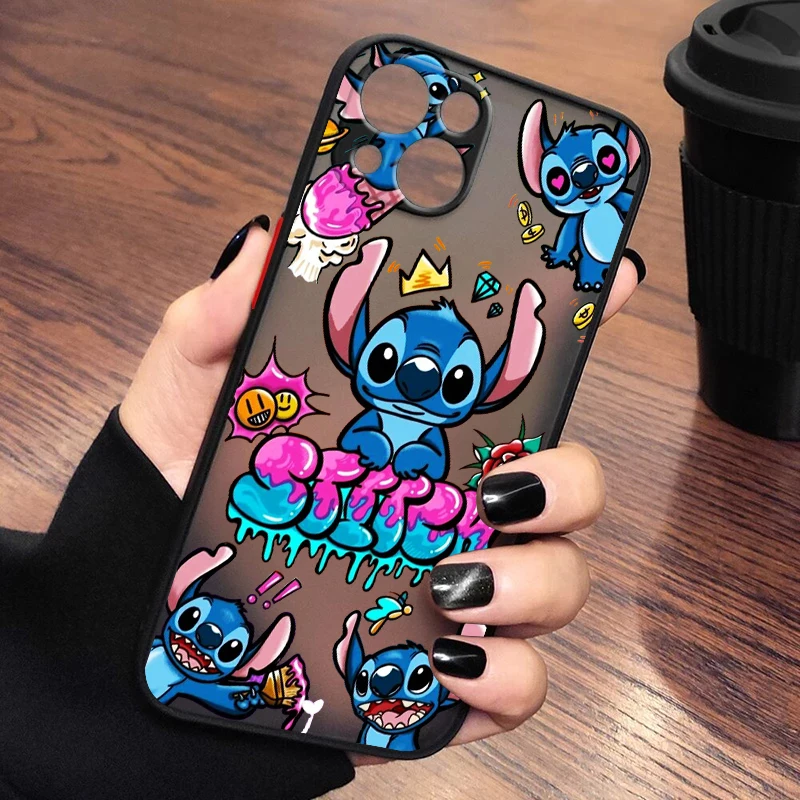 Lilo Cartoon Cute Stitch For iPhone 14 13 12 11 Pro Max XS Max X XR 7 8 Plus 6S 5S Frosted Translucent Phone Case