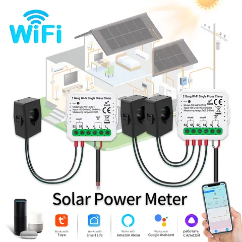 Tuya Smart WiFi Solenergimätare 80A Med Klämma Dubbelriktad App Monitor Export Import Ström 110-240V Strömsensor 6 best sales solenergimätare DC wifi - №5
