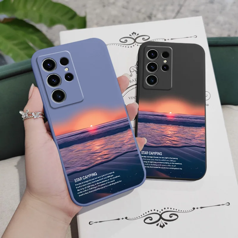 Zonsondergang Glow Telefoon Case Voor Samsung Galaxy S25FE S24 S23 S22 S21 S20 S10 S10E Ultra Plus FE Note 20 Ultra 10 Plus Cover