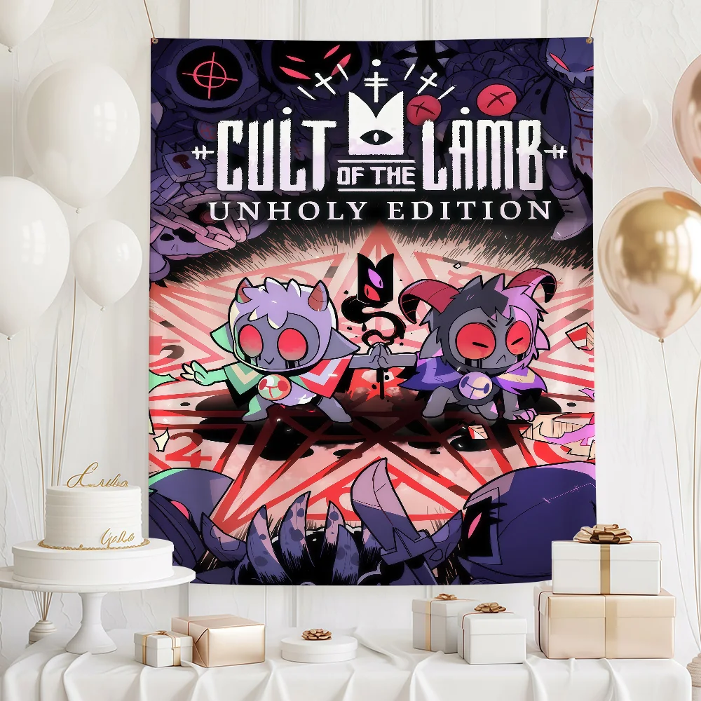 

Game Cult of the Lamb flag Custom Camping Garden Decor Party Backdrops Wall Art Family Gifts