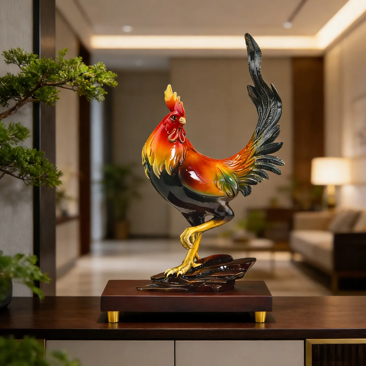 LMM Good Fortune Annunciation Rooster Ornament Zodiac Chicken Ornament Office Lucky